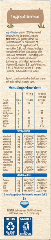 Nestlé Ontbijtpapje Multifruit - Babypap - Vanaf 12 Maanden - 9 Stuks - Totaal 45 Porties 4 Nestlé Ontbijtpapje Multifruit - Babypap - Vanaf 12 Maanden - 9 Stuks - Totaal 45 Porties - Afbeelding 4