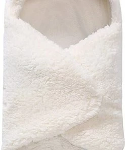Marinjoc - Inbaker Doek - Wikkel Deken - Baby - Slaapzak - Teddy - Jongen - Meisje -Capuchon Deken - Slaapzak Met Voeten - Pasgeborende Wikkeldeken - Autostoel Deken - Beige - Wandelwagen Deken - Fleece Deken - Hooded Deken - Autostoel Deken