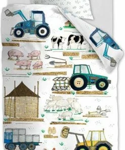 Beddinghouse Kids Boerderij - Flanel - Dekbedovertrek - Ledikant - 100x135 Cm - Wit -Zwitsal - Winkel 478x840