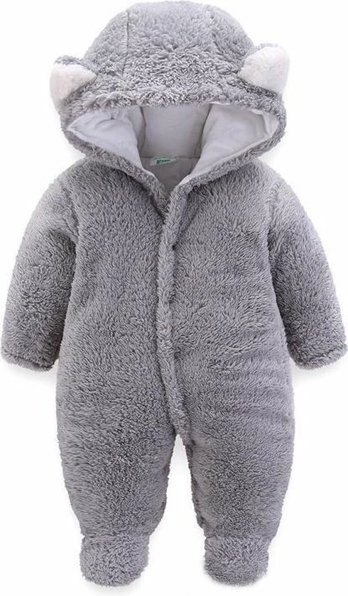 Merkloos Extra Dikke Winter Beren Onesie Jumpsuit Baby - Maat 80 - Grijs 1 Merkloos Extra Dikke Winter Beren Onesie Jumpsuit Baby - Maat 80 - Grijs