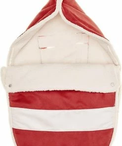 Wallaboo Su De-look Voetenzak - Past In De Autostoel - Pasgeboren Tot 12 Maanden - Met Een Teddy Voering - Rood Gestreept -Zwitsal - Winkel 512x840