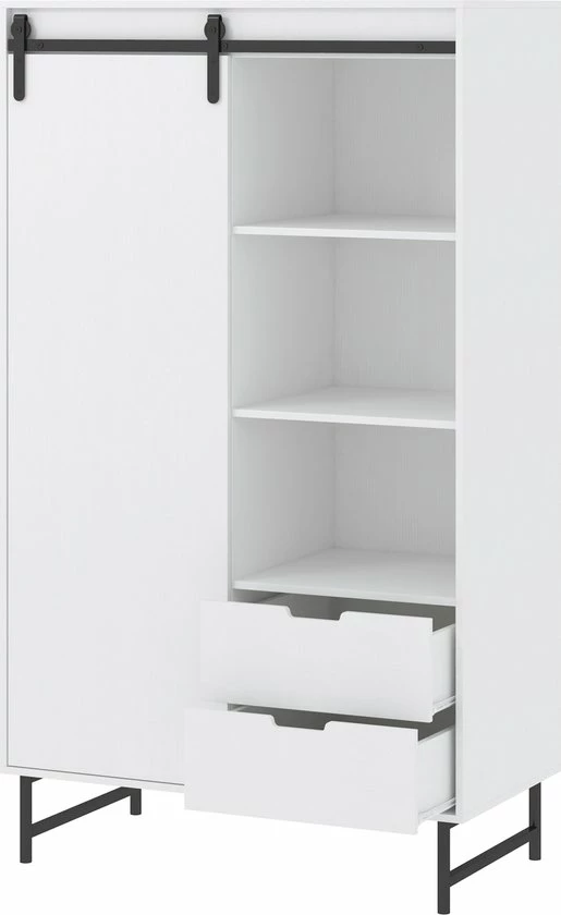 Cabino Babykamer Dalton - Babybed & Commode & Kledingkast - Verstelbare Bodem - Wit 4 Cabino Babykamer Dalton - Babybed & Commode & Kledingkast - Verstelbare Bodem - Wit - Afbeelding 4