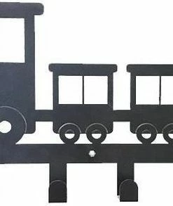 Kidswall Kinderkapstok - Trein - Kinderkapstok Haakjes - Babykamer Kapstokken - Babykamer - 6 Haken Design Kapstokken - Inclusief Bevestigingsmateriaal Wandkapstok - Babykameraccessoires - Kinderkamer Haakjes - Zwart - Modern