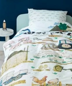 Beddinghouse Kids Boerderij - Flanel - Dekbedovertrek - Ledikant - 100x135 Cm - Wit -Zwitsal - Winkel 550x309 3