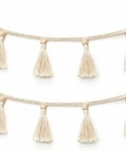 Plienskinderkamer.nl Slinger Kwastjes Bohemian Macrame Wand Decoratie Mand Kinderkamer Babykamer Beige