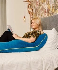 Telano Zwangerschapskussen XXL - Extra Hoes En Opbergtas - Exclusieve Gouden Rits - Velvet Stof - Voedingskussen - U Vorm - Extra Groot - Zijslaapkussen - Blauw -Zwitsal - Winkel 550x365 1