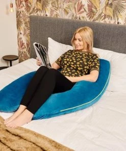 Telano Zwangerschapskussen XXL - Extra Hoes En Opbergtas - Exclusieve Gouden Rits - Velvet Stof - Voedingskussen - U Vorm - Extra Groot - Zijslaapkussen - Blauw -Zwitsal - Winkel 550x365 2