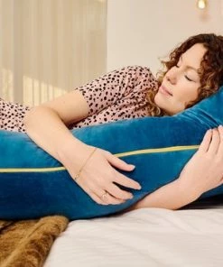 Telano Zwangerschapskussen XXL - Extra Hoes En Opbergtas - Exclusieve Gouden Rits - Velvet Stof - Voedingskussen - U Vorm - Extra Groot - Zijslaapkussen - Blauw -Zwitsal - Winkel 550x365 3