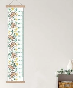 TextilePosters Groeimeter Canvas Met Houten Latten - Geschikt Als Meetlint - Groeimeter - Aap - Jungle - Kinderen - Kinderkamer Accessoires - Babykamer Decoratie - 37x180 Cm - Sinterklaas Cadeautjes Voor Kinderen - Schoencadeautjes Sinterklaas -Zwitsal - Winkel 550x367 31