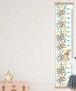TextilePosters Groeimeter Canvas Met Houten Latten - Geschikt Als Meetlint - Groeimeter - Aap - Jungle - Kinderen - Kinderkamer Accessoires - Babykamer Decoratie - 37x180 Cm - Sinterklaas Cadeautjes Voor Kinderen - Schoencadeautjes Sinterklaas -Zwitsal - Winkel 550x367 32