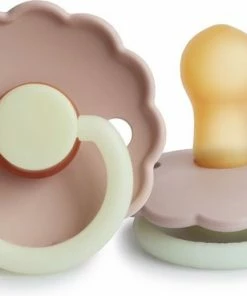 Frigg Night Fopspeen - Maat 1 0-6 Maanden - 1 Stuk - Daisy Glow In The Dark - Blush - Latex