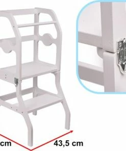 Merkloos Learning Tower / Leertoren - Keukenhulp - Inklapbaar Tot Tafel En Stoel - Wit - Opstap Montessori -Zwitsal - Winkel 550x379 1