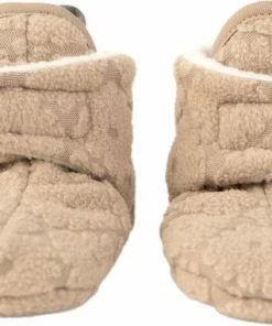 Lodger Dreumes Slofjes - Slipper Folklore - 100% Fleece - Maat 12-18M - Klittenbandsluiting - Slofjes Die Blijven Zitten - Beige -Zwitsal - Winkel 550x381