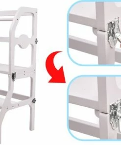 Merkloos Learning Tower / Leertoren - Keukenhulp - Inklapbaar Tot Tafel En Stoel - Wit - Opstap Montessori -Zwitsal - Winkel 550x388 2