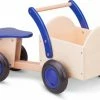 New Classic Toys Houten Bakfiets - Road Star - Blank/Blauw - Zadelhoogte Is 24 Centimeter