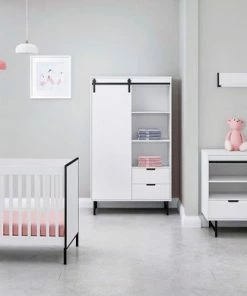 Cabino Babykamer Dalton - Babybed & Commode & Kledingkast - Verstelbare Bodem - Wit