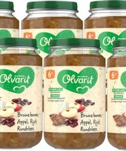Olvarit Babymaaltijd 6+ Maanden Bruine Bonen Appel Rijst Rundvlees - 6 X 200g -Zwitsal - Winkel 550x392 2