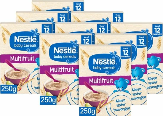 Nestlé Ontbijtpapje Multifruit - Babypap - Vanaf 12 Maanden - 9 Stuks - Totaal 45 Porties 1 Nestlé Ontbijtpapje Multifruit - Babypap - Vanaf 12 Maanden - 9 Stuks - Totaal 45 Porties