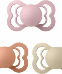 BIBS Supreme Fopspeen | Bundel Set 3 Stuks | T1 | Maat 1 | 0-6 Maanden | Silicone | Vanilla, Peach, Pink Plum