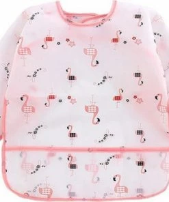 Akyol Slabber Slabber Flamingo Slabbertjes Baby Knoeischort -knoeischort - Babyschort Schort Kliederschort Knutselschort Flamingo Wit