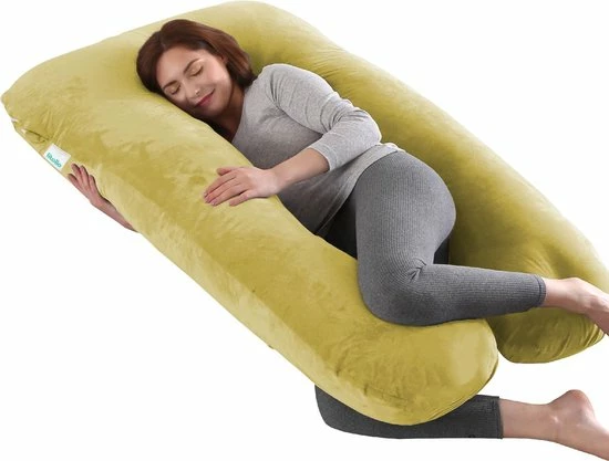 Litollo Zwangerschapskussen XXL - Voedingskussen - Lichaamskussen - 280cm - Zachte Fleece Stof - Body Pillow - Afneembare Hoes - Okergeel 1 Litollo Zwangerschapskussen XXL - Voedingskussen - Lichaamskussen - 280cm - Zachte Fleece Stof - Body Pillow - Afneembare Hoes - Okergeel