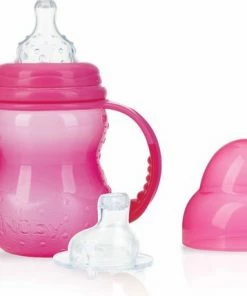 N?by N By - Trainingsfles Met Antilekspeen & Antilektuit - Roze - 240ml - 0m+