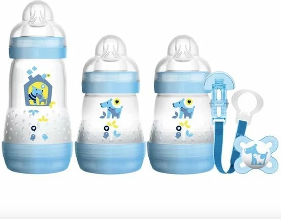 Mam Starter Set Blauw - 2x Anti-Colic Flesjes 160 Ml, 1 Flesje Anti-Colic 260 Ml, 1 Speen START, 1 Speenkoord 2 Mam Starter Set Blauw - 2x Anti-Colic Flesjes 160 Ml, 1 Flesje Anti-Colic 260 Ml, 1 Speen START, 1 Speenkoord - Afbeelding 2