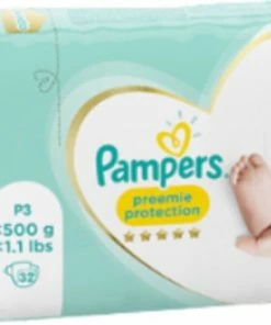 Pampers Preemie Protection Maat P3 - 32 Luiers ( Let Op! Voor Vroeg Geboren Baby's)