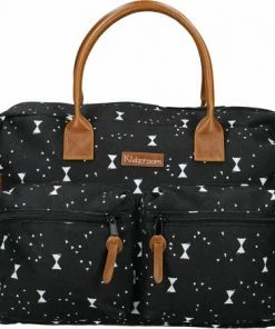 Kidzroom Black & White Luiertas - Zwart - Strikken - Verschoonmatje - Verstelbare Schouderband - Flessenhouder