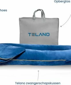 Telano Zwangerschapskussen XXL - Extra Hoes En Opbergtas - Exclusieve Gouden Rits - Velvet Stof - Voedingskussen - U Vorm - Extra Groot - Zijslaapkussen - Blauw -Zwitsal - Winkel 550x439 1