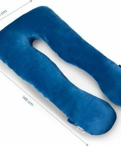 Telano Zwangerschapskussen XXL - Extra Hoes En Opbergtas - Exclusieve Gouden Rits - Velvet Stof - Voedingskussen - U Vorm - Extra Groot - Zijslaapkussen - Blauw -Zwitsal - Winkel 550x464