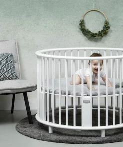 Meyco Knit Basic Boxkleed Rond - 95 Cm - Grijs Melange -Zwitsal - Winkel 550x469 3