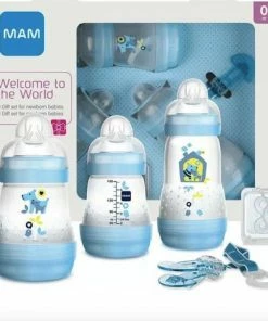 Mam Starter Set Blauw - 2x Anti-Colic Flesjes 160 Ml, 1 Flesje Anti-Colic 260 Ml, 1 Speen START, 1 Speenkoord