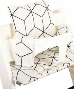 Ukje Kussenset - Geschikt Voor Stokke Tripp Trapp Kinderstoel - Geplastificeerd - Wit - Geblokt