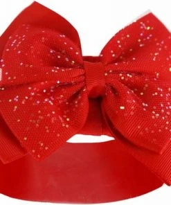 Softtouch Baby Haarband Met Glitter Strik - Rood - 0/12 Mnd