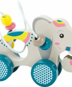 SFC Toys Trekfiguur / Trekdier Hout + Kralenspiraal - Olifant - Houten Speelgoed Vanaf 1 Jaar