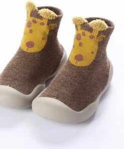 Baby-slofje.nl Anti-Slip Babyschoentjes - Soksloffen - Eerste Loopschoentjes Van Baby-Slofje - Bruin Giraffe Maat 24/25
