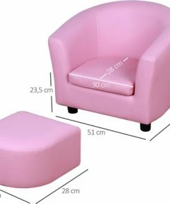 HOMCOM Kinderstoel, Mini-stoel Met Poef, Kinderbank, Meisjes Roze 310-036 -Zwitsal - Winkel 550x490 3