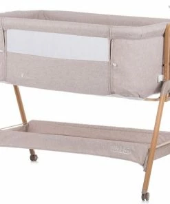 Co-Sleeper Chipolino Wieg KOSSD0212MO Sweet Dreams Mocca/Wood Incl. Wielen -Zwitsal - Winkel 550x499 3