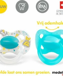 Medela Baby Fopspeen Original Hoge Acceptatie Orthdontisch Ergonomische Vorm - Turquoise Blauw - 0-6 Maanden - 1 Stuks -Zwitsal - Winkel 550x503 1