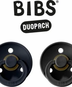 BIBS Fopspeen - Maat 2 (6-18 Maanden) DUOPACK - Dark Denim & Black - BIBS Tutjes - BIBS Sucettes