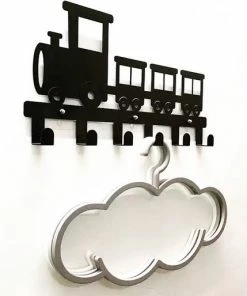 Kidswall Kinderkapstok - Trein - Kinderkapstok Haakjes - Babykamer Kapstokken - Babykamer - 6 Haken Design Kapstokken - Inclusief Bevestigingsmateriaal Wandkapstok - Babykameraccessoires - Kinderkamer Haakjes - Zwart - Modern -Zwitsal - Winkel 550x514 8