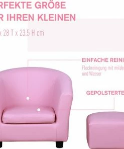 HOMCOM Kinderstoel, Mini-stoel Met Poef, Kinderbank, Meisjes Roze 310-036 -Zwitsal - Winkel 550x517 6