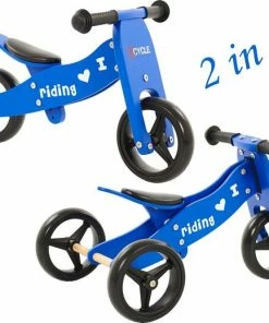 2Cycle 2 In 1 Loopfiets/Driewieler - Hout - Jongens En Meisjes - 1 Jaar - Speelgoed - Blauw