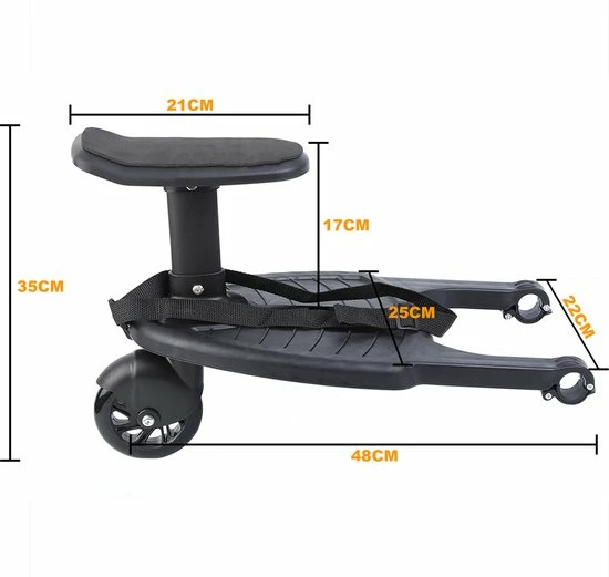 Merkloos Happyment Universeel Meerijdplankje - Met Zitting - Voor Kinderwagen - Buggyboard - Zwart 3 Merkloos Happyment Universeel Meerijdplankje - Met Zitting - Voor Kinderwagen - Buggyboard - Zwart - Afbeelding 3