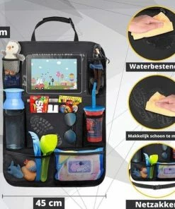 Merkloos Multifunctionele Auto Opbergtas - Autostoel Organizer Met Touch Screen Tablet Houder - Auto Organizer - Auto Accessoires - Autostoelbeschermer - Kick Mat - Achterbank Organizer - Opbergtas - Speelgoed Opberger - Car Seat Organizer - Waterbestendig -Zwitsal - Winkel 550x529 7