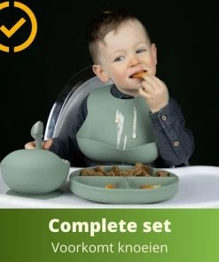 Ik Ben Zo Mooi Onbreekbaar Siliconen Kinderservies Met Zuignap Bordje Voor Baby En Kind - Servies Set Van 5 Stuks - Sage Groen -Zwitsal - Winkel 550x531 7