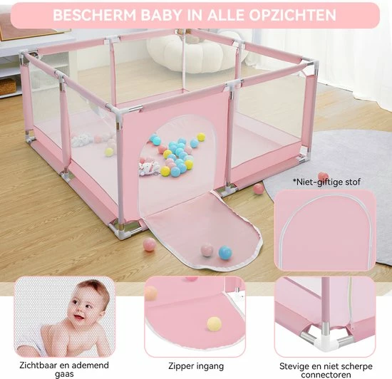 Comomy Grondbox - Vierkant Speelbox - Spel Kasteel - 128x128x66cm - Roze 3 Comomy Grondbox - Vierkant Speelbox - Spel Kasteel - 128x128x66cm - Roze - Afbeelding 3