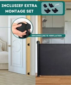 W&Z® Oprolbaar Traphekje - Veiligheid In Huis - Veiligheidshekje Voor Baby - Kinderhekje - Hondenhek - Zwart -Zwitsal - Winkel 550x534 8