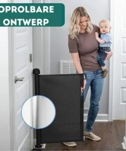 W&Z® Oprolbaar Traphekje - Veiligheid In Huis - Veiligheidshekje Voor Baby - Kinderhekje - Hondenhek - Zwart -Zwitsal - Winkel 550x540 10